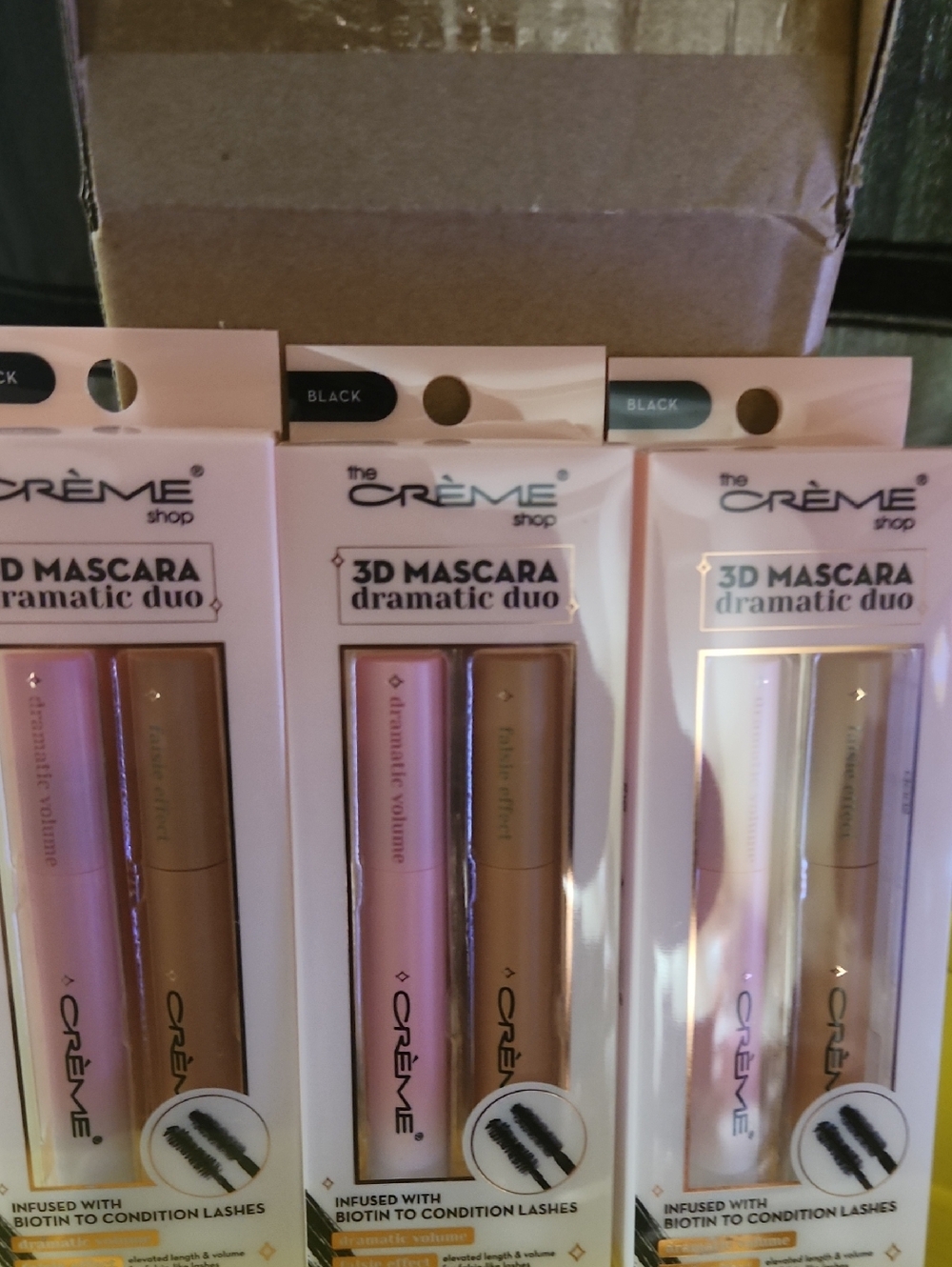 Box Of 6 The Crème Shop 3D Mascara Duo — Pink & Gold 2 Piece Volume Set